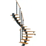 DOLLE Mittelholmtreppe Hamburg (Breite: 85 cm, 1/2-gewendelt, Anthrazitgrau, Farbe Stufen: Buche, Natur, Geschosshöhe: 240 – 279 cm)