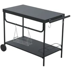 Leco Grill Serviertisch 100x47x73 cm Anthrazit, mit Rollen und Zubehör