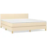 vidaXL Boxspringbett mit Matratze Creme 160x200 cm Stoff1373075