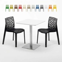Tisch Quadratisch Weiß Tischplatte 60x60 mit 2 Bunten Stühlen Gruvyer Hazelnut