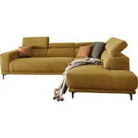 Ecksofa ALINA "Hikari" Sofas Gr. B/H/T: 276cm x 102cm x 210cm, Cord GCT, Ottomane rechts, ohne Sitzvorzug, gelb (honiggelb gct 95) wahlweise mit Sitzvorzug, in modernem Cordstoff, Breite 276 cm