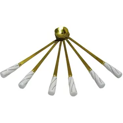 6x Stück Latte Macchiato Capuccino Löffel Set Edelstahl Rund Espressolöffel Modern Dessert Löffel, gold