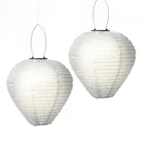 MARELIDA LED Solar Lampion Ballon mit Blumenmuster D: 30cm - D:30cm - Lichtsensor - weiß - 2 Stück