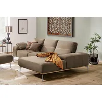 W.SCHILLIG Ecksofa run, Designsofa mit tollem Sitzkomfort, L-Form, mit elegantem Holzsockel, Füße in Chrom glänzend, Breite 279 cm braun