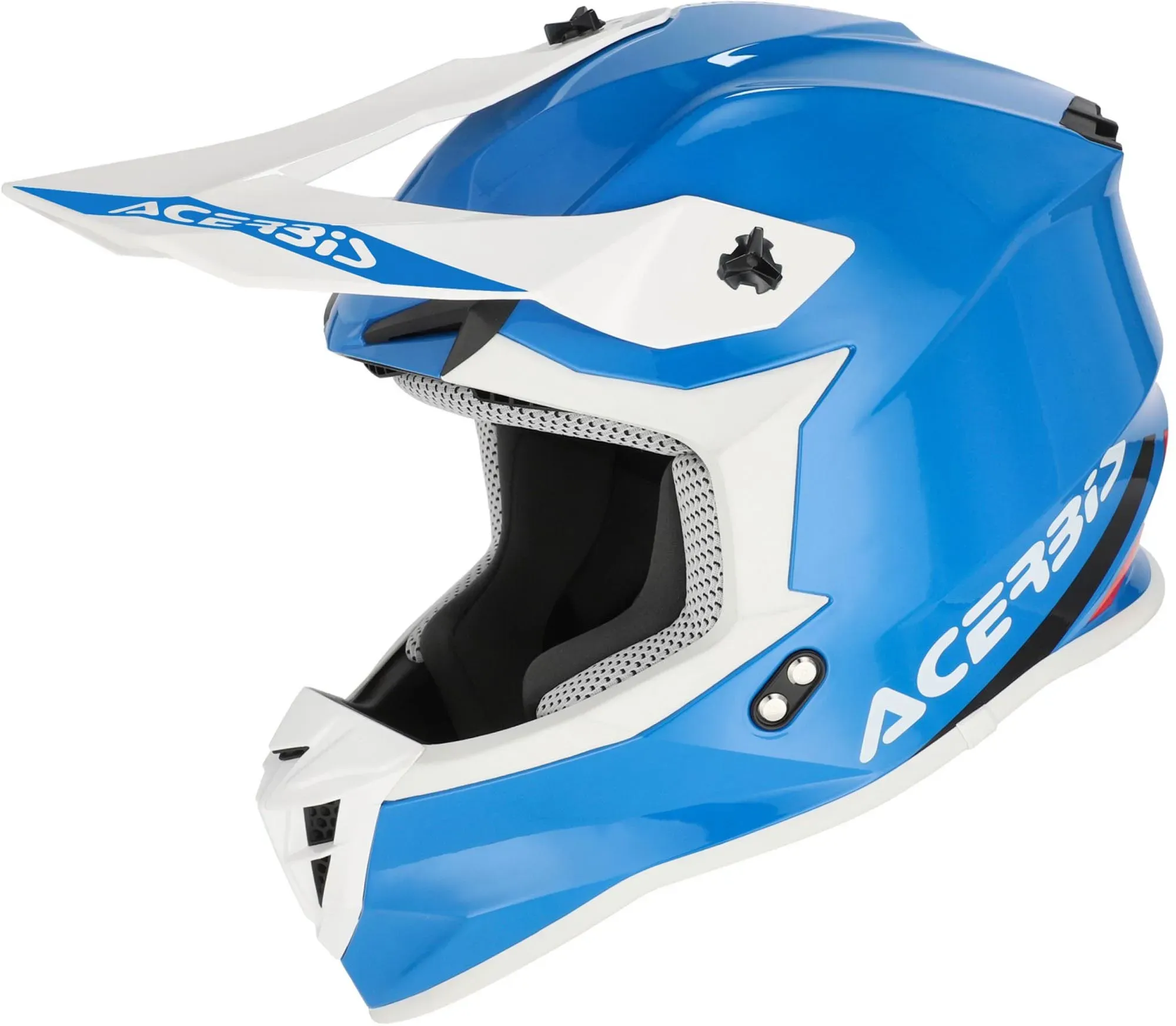 Acerbis Linear Motocross Helm, weiss-türkis-blau, Größe L für Männer