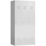 Lüllmann 3er Spind Spint komplett montiert und verschweißt 1800 x 870 x 500 mm Umkleide Stahl Kleiderspind Gaderobenschrank (RAL 7035/7035 lichtgrau/lichtgrau)