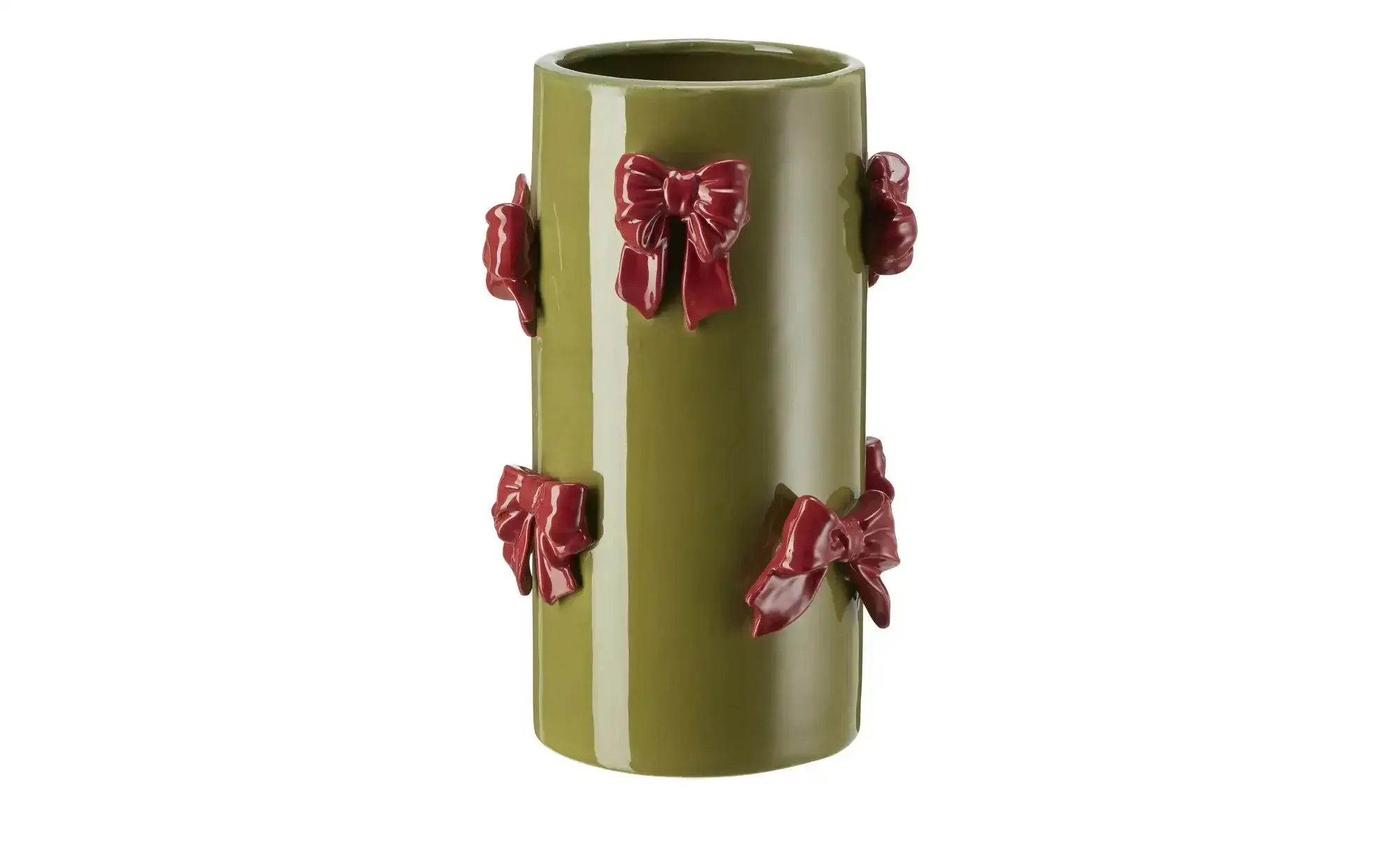 HOME STORY Vase mit 3D Schleifen   ¦ grün ¦ Dolomite ¦ Maße (cm): H: 26  Ø: 16.8