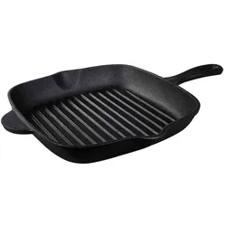 Tramontina Gusseisen Grillpfanne BLACK, 27 x 27 cm, optimale Wärmeleitung, für Induktion, Grill und BBQ