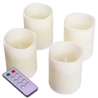 4er Set LED Echtwachskerzen weiß mit Fernbedienung Batterie Kerzenset Xmas-Deko