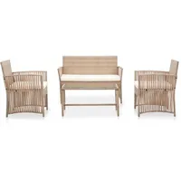 vidaXL 4-tlg. Garten-Lounge-Set mit Auflage Poly Rattan Beige