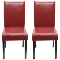 Mendler 2er-Set Esszimmerstuhl Stuhl Küchenstuhl Littau ~ Leder, rot,