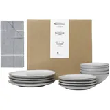 Broste Copenhagen Geschirr-Set Nordic Sand, inklusive Geschirrtuch Set (13-tlg), 4 Personen, Keramik, Beliebte Geschirr Sets Exclusiv mit Geschenk beige
