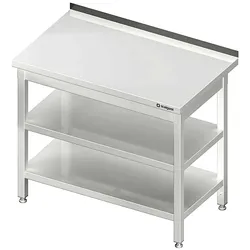 Stalgast Edelstahl Arbeitstisch mit Grund- und Zwischenboden, 500x700x850 mm, mit Aufkantung, verschweißt