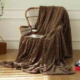 Menkala Kuscheldecke Flauschig Kunstfell Braun Kariert Decke Sofa Überwurfdecke Tagesdecke Bettüberwurf Winter Fleece Blanket Warm Sofadecke Wohndecke Felldecke Wolldecken für Couch Bett 150x200 cm