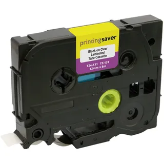 Kassette TZe-131 TZ-131 12 mm x 8 m Schwarz auf Transparent Schriftband kompatibel für P-Touch Etikettendrucker