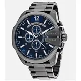Diesel DZ4329 Mega Chief Blau Gunmetal Plated Edelstahl Herrenuhr Ø51mm NEU