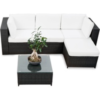 XINRO erweiterbares 15tlg. Balkon Polyrattan Lounge Ecke - schwarz - Sitzgruppe Garnitur Gartenmöbel Lounge Möbel Set aus Polyrattan - inkl. Lounge Sessel + Ecke + Hocker + Tisch + Kissen