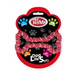 PET NOVA DOG LIFE STYLE Kauspielzeug Seil Knochen, Minze Aroma 20cm rot