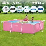 Intex Schwimmbecken mit rechteckigem Rahmen – 220 x 150 x 60 cm – Rosa – im Lieferumfang enthalten Accessoire CB97 - Intex