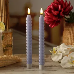 LED Stabkerzen TWIST - Echtwachs - flackernde 3D Flamme - H: 25cm - Timer - flie...