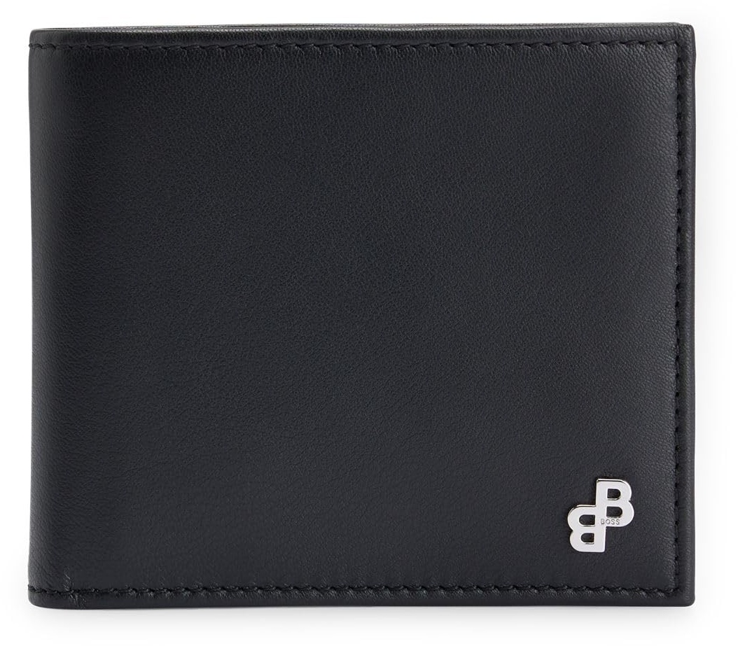 BOSS Herren Bradley 4CC Geldbörse aus Leder mit Monogramm-Detail und Münzfach Schwarz Stck