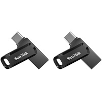SanDisk Ultra Dual Drive Go USB Type-C 64 GB (Android Smartphone Speicher, USB Type-C-Anschluss, 150 MB/s Lesegeschwindigkeit, Nutzung als Schlüsselanhänger möglich) (Packung mit 2)