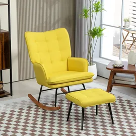 Homcom Schaukelstuhl mit Hocker Polyester 64 x 90 x 89 cm Gelb