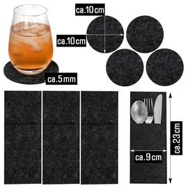 Dune Design DuneDesign Tischset Bestecktasche Untersetzer Set 43x30 cm Platzset Filzset Anthrazit