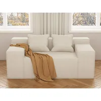 PurrJoys Kleine Moderne Loveseat-Sofa, Hybrid-Sofa-in-a-Box, Keine Montage Erforderlich, Schlafsofa mit 2 Kissen, Kratzfestes Leinen, Kleines für Kleine Räume,Wohnzimmer,Schlafzimmer, Beige