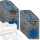 120x Rayovac Extra Advanced 675 Hörgerätebatterien 20x6er Blister PR44 Blau 24600 + Aufbewahrungsbox für 2 Hörgerätebatterien (10, 13, 312, 675), Batteriebox für 2 Knopfzellen bis 12 mm x 6 mm (Ø x H)