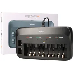 ABSINA X10 Ladegerät für 1-8AA/AAA & 1-2 9-V Akkus