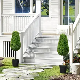 Homcom 2er Set Künstliche Buchsbaum 90cm Kunstpflanze in Tränenform, Plastik Künstliche Pflanzen im Topf, Kunstbaum Fake Plant wie echt mit UV Schutz für Wohnzimmer Schlafzimmer Büro Garten