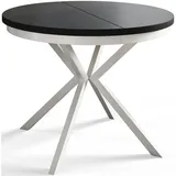 Alpi-Möbel Runder, Schwarz, Weiß, Holzwerkstoff, Rund, X-Form, 120x76x120 cm, Esszimmer, Tische, Esstische
