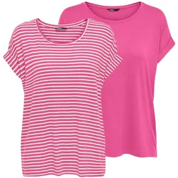 Only Tshirt Damen Bluse Top ONLMOSTER 2er Pack Regular Fit Regular Fit Gin Fizz W/ Cd Stripes S