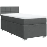 vidaXL Boxspringbett mit Matratze Dunkelgrau 100x200 cm Stoff