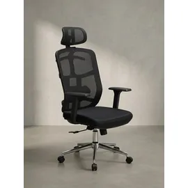 KADIMA DESIGN Bürostuhl Mesh Schwarz-Silber