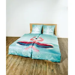 Dekor Mikrofaser Bettwäsche 2x135/200 cm - Flamingo