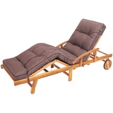 PillowPrim Liegenauflage, Auflage Gartenliege (Braun) 201 x 55 cm, 8 cm dick, Auflagen für Deckchair, Bequeme Polsterauflage für Sonnenliege, Liegestuhl