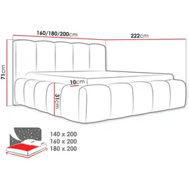 Mirjan24 Polsterbett Schwarz, Textil, Rechteckig, 140x200 cm, Schlafzimmer, Betten, Polsterbetten