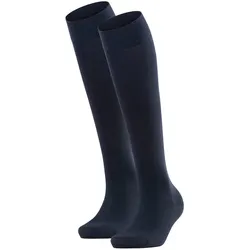FALKE Damen Kniestrumpf 2er Pack - Softmerino KH, lange Socken, einfarbig Dunkelblau 41-42