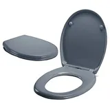 Spirella Premium Toilettendeckel oval Klodeckel mit Quick-Release-Funktion und Softclose Absenkautomatik. Antibakterielle Klobrille aus Duroplast und rostfreiem Edelstahl abnehmbar - Grau