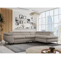 MKS Meble Ecksofa Sofa Beige, Wohnlandschaft L-Form mit Schlaffunktion und Bettkasten, Schlafsofa mit Bettkasten, Sofa mit Einstellbare Kopfstützen, Peter L... - Beige