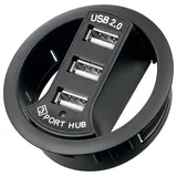goobay 3-fach USB 2.0 Hi-Speed Einbau-HUB/Verteiler - zum Einbau in 60 mm Tischdurchführungen