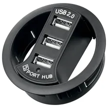 goobay 3-fach USB 2.0 Hi-Speed Einbau-HUB/Verteiler - zum Einbau in 60 mm Tischdurchführungen