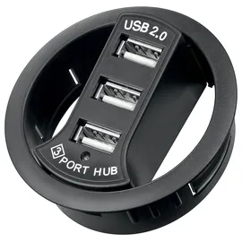 goobay 3-fach USB 2.0 Hi-Speed Einbau-HUB/Verteiler - zum Einbau in 60 mm Tischdurchführungen