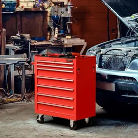 Arebos Werkzeugwagen Rollwagen Werkzeugkiste Toolbox 7 Fächer