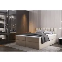 Trada Palermo Boxspringbett mit Bettkästen H3 Matratze Hellbeige
