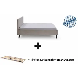 Aileenstore Polsterbett 140 x 200 Viola Bettgestell mit Kopfteil Beige