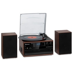 Auna Connect System Stereoanlage (FM und DAB+ Radiotuner) braun