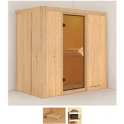 Sauna KARIBU "Vada", beige (naturbelassen), ohne Ofen, (ohne Ofen), Saunen, ohne Ofen